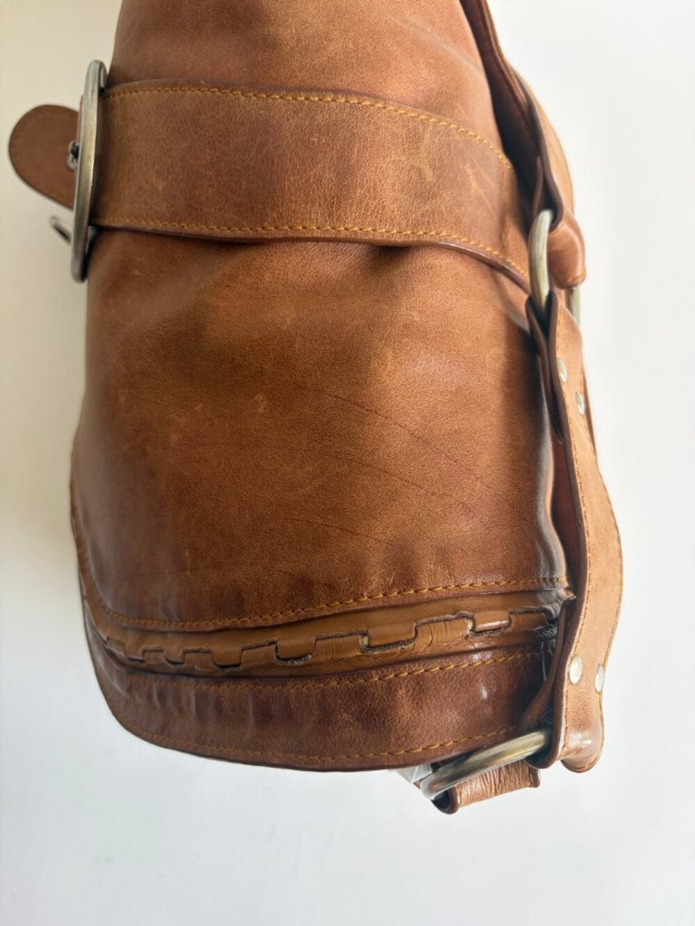 VINTAGE CHRISTIAN DIOR GAUCHO BROWN SADDLE BAG - Picture 11 of 16